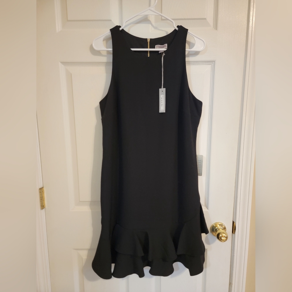 Chelsea28 Black Asymmetrical Ruffled Hem LBD. So Flattering! - Picture 4 of 8